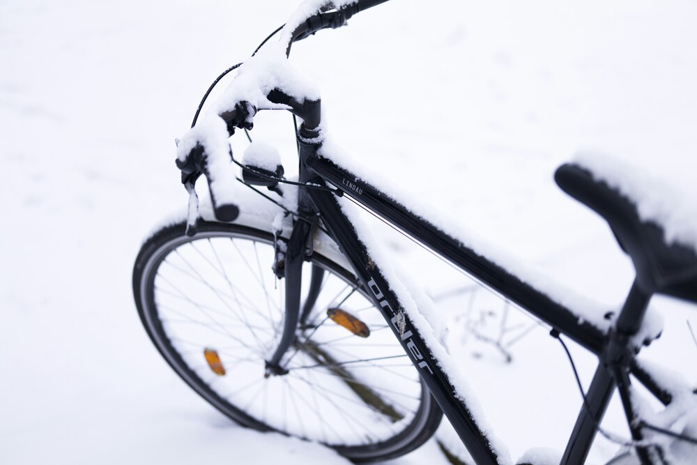 Snow cycling.